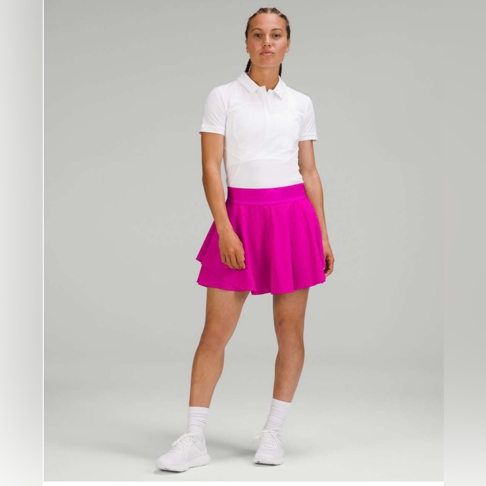 Lululemon Court Rival Perforated High-Rise Tennis Skirt Skort Long, Pink, Size 0
